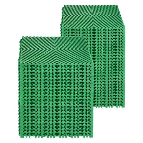 VEVOR 12” x 12” Interlocking Drainage Mat, 50 Pcs Modular Interlocking Cushion, Splicing Drainage Mats, Non-Slip Green PP Drainage Floor Tile and