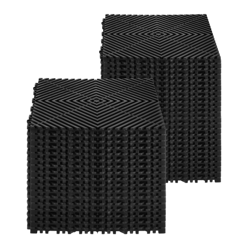 VEVOR 12” x 12” Interlocking Drainage Mat, Modular Interlocking Cushion, 40 Pcs Splicing Drainage Mats, Non-Slip Black PP Drainage Floor Tile and