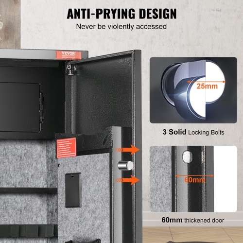 VEVOR 7-8 Rifles Gun Safe, Rifle Safe with Digital Keypad Lock, Gun Storage Cabinet for Shotguns with Built-in Storage Locker, Removable Storage