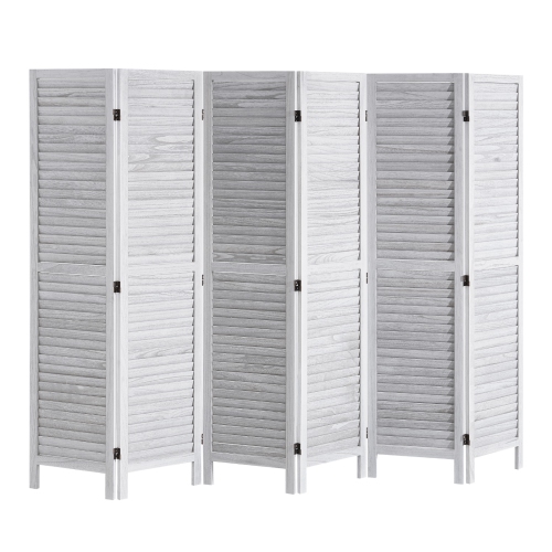 VEVOR 66.9 Inches Tall Wood Room Divider, 6 Panel Wood Folding Privacy Screen, Indoor Louvered Wooden Partition, Portable Decoration Screen, for