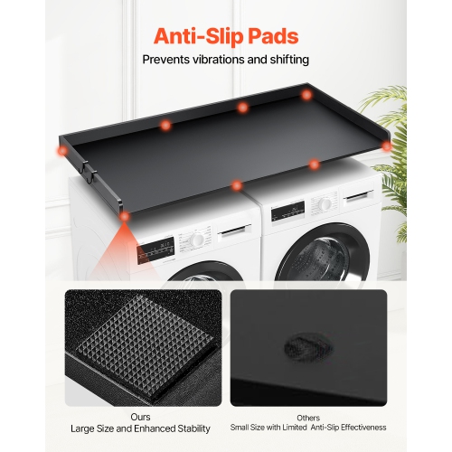 VEVOR 54" x 27" Washer Dryer Countertop, Wooden Washer and Dryer Countertop, Water-Resistant Laundry Machine Topper Cover with Anti-Slip Pads, for