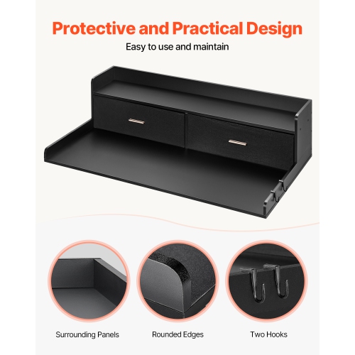 Sécheuse à 2 tiroirs de 54 x 27&nbsp;po de VEVOR avec tablette à 2 niveaux, comptoir en bois pour laveuse et sécheuse avec tampons antidérapants,