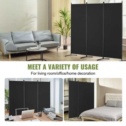 VEVOR 3 Panel Room Dividers and Folding Privacy Screens, Fabric Partition Room Dividers for Office, Bedroom, Dining Room, Study, Freestanding, Black