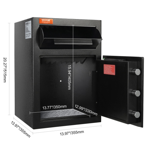 VEVOR 2.5 Cub Depository Safe, Deposit Safe with Drop Slot, Electronic Code Lock and 2 Emergency Keys, 20.27'' x 13.97'' x 13.97'' Business Drop Slot