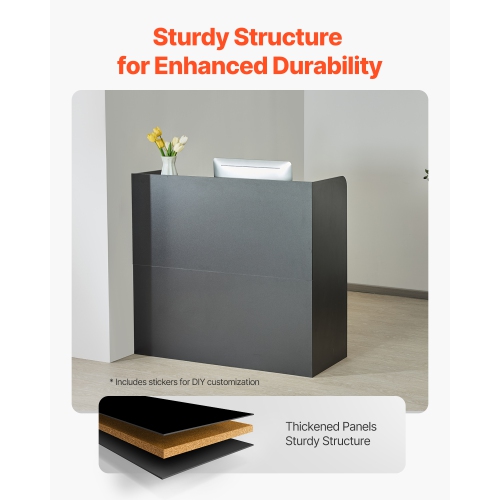 VEVOR 47 Inch Reception Desk,Rectangular Front Counter Table, Office Reception Counter with Lockable Drawer and Storage Cabinet, for Checkout, Lobby,