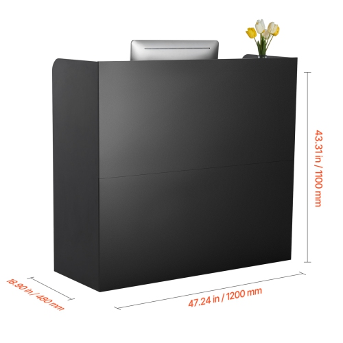 VEVOR 47 Inch Reception Desk,Rectangular Front Counter Table, Office Reception Counter with Lockable Drawer and Storage Cabinet, for Checkout, Lobby,