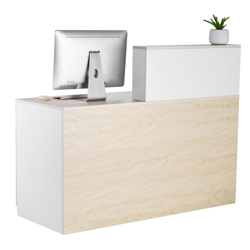 VEVOR 55 Inch Reception Desk,Rectangular Front Counter Table, Office Reception Counter with Lockable Drawer and Storage Cabinet,for Checkout, Lobby,