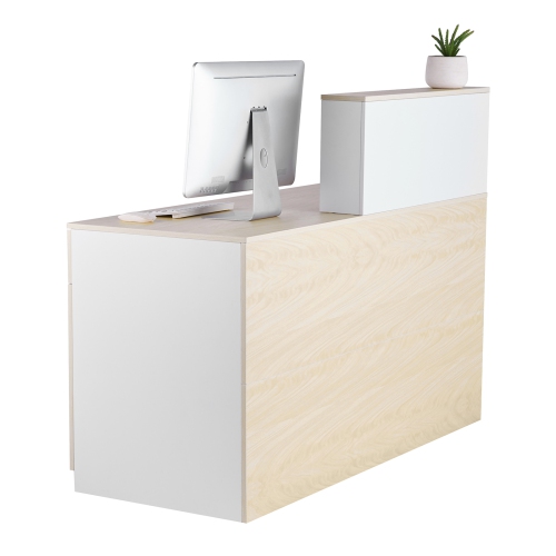 VEVOR 55 Inch Reception Desk,Rectangular Front Counter Table, Office Reception Counter with Lockable Drawer and Storage Cabinet,for Checkout, Lobby,