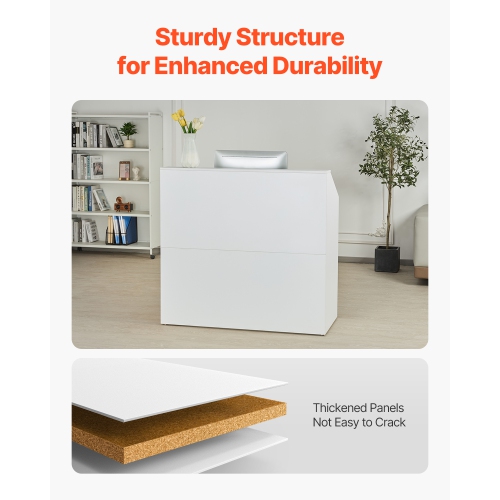 VEVOR 46 Inch Reception Desk,Rectangular Front Counter Table, Office Reception Desk, Retail Counter and Front Reception Counter, for Checkout, Lobby,