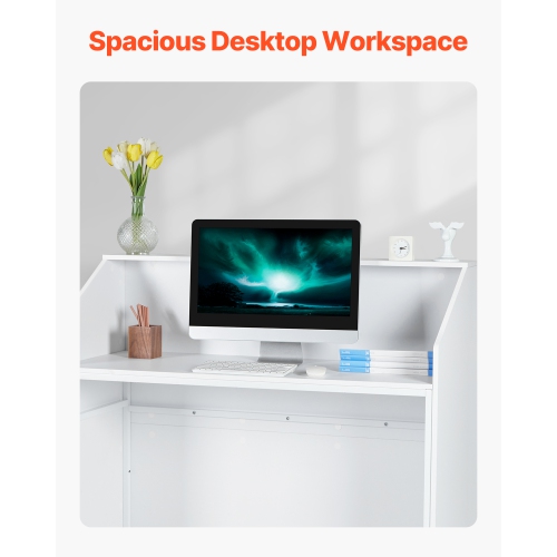VEVOR 46 Inch Reception Desk,Rectangular Front Counter Table, Office Reception Desk, Retail Counter and Front Reception Counter, for Checkout, Lobby,