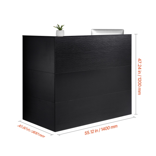 VEVOR 55Inch Reception Desk, L-Shaped Front Counter Table, Office Reception Counter with Drawer Keyboard Tray and Storage Cabinet, for Checkout,