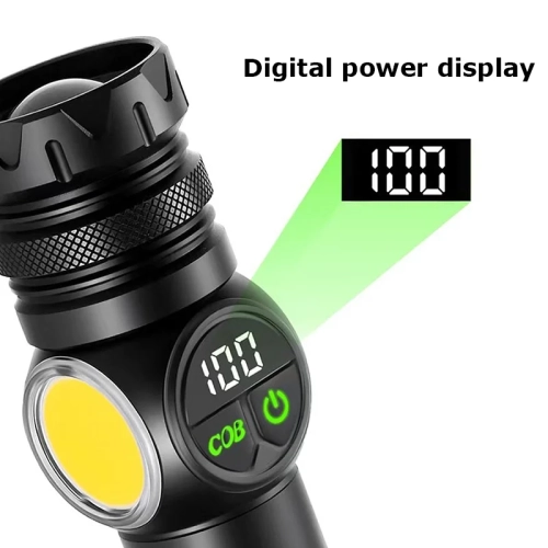 Long-range zoom COB + white laser strong light flashlight LED outdoor camping lighting flashlight [including 1 26650 battery 5000 mAh]