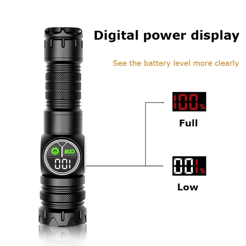 Long-range zoom COB + white laser strong light flashlight LED outdoor camping lighting flashlight [including 1 26650 battery 5000 mAh]