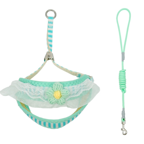 Cat and dog leash for walking small dogs, popular pet chest harness for small dogs - green S (recommended 3-7 catties) for cats and dogs