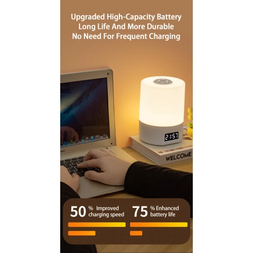 LED night light bedroom eye protection desk lamp student bedside lamp - rechargeable [remote control + touch switch + time display + three color