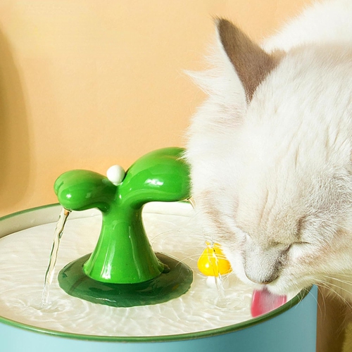 Cat automatic drinking fountain ceramic water dispenser filter flow circulation cat dog drinking water electric pet supplies - green sapling