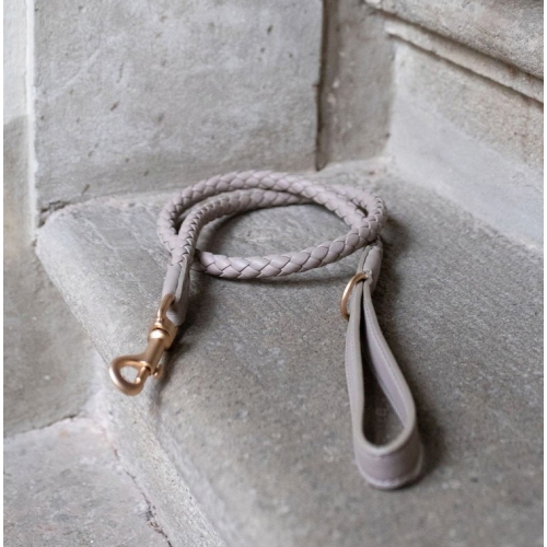 Laisse en cuir tressé pour chien collier chien chien marchant corde laisse pour chiens petits et moyens - brume grise M+ (laisse 120&nbsp;cm)