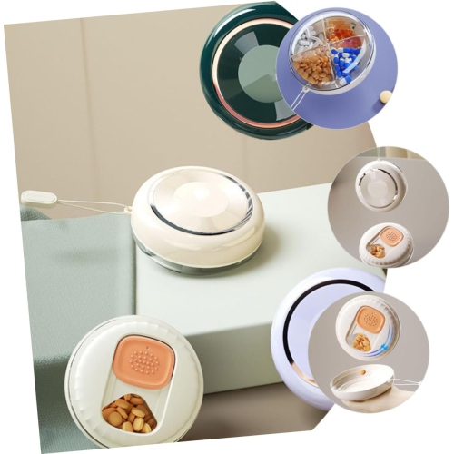 Portable multi-compartment travel pill box, convenient for storing pills, suitable for weekend travel and outdoor activities - Green [Four