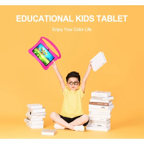 7-inch Children's Tablet Smart Learning Machine Learning and Calling Android Tablet Tutoring Machine, 32GB Memory - Blue with Silicone Case