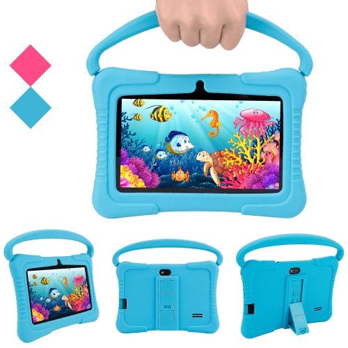 7-inch Children's Tablet Smart Learning Machine Learning and Calling Android Tablet Tutoring Machine, 32GB Memory - Blue with Silicone Case