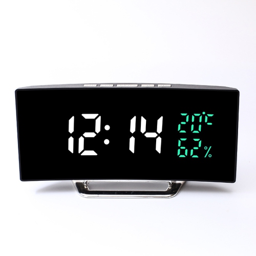 Écran incurvé LED Réveil-matin électronique température et humidité horloge d'accueil horloge numérique luminosité trois vitesses personnalité de