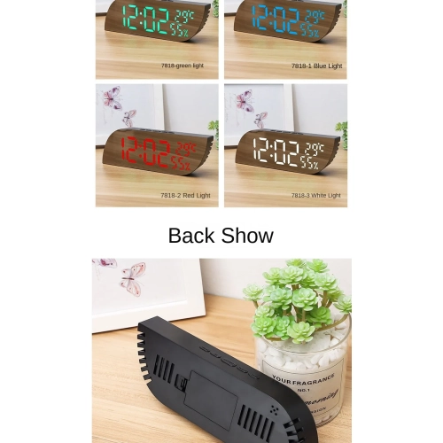 Desktop bedroom alarm clock geometric shape LED mirror electronic clock snooze digital temperature and humidity student alarm clock LED mirror