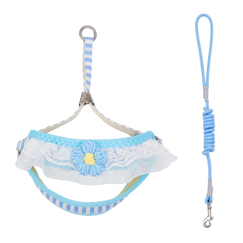 Laisse de marche pour chat et chien convenant aux petits chiens, harnais de poitrine pour petit chien populaire - bleu M (recommandé 7-15 chats)