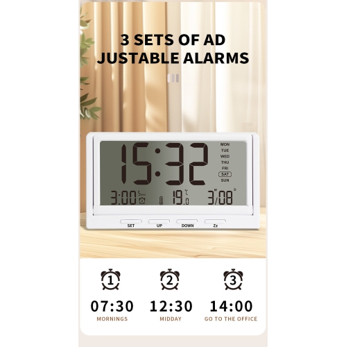 New LCD folding alarm clock desktop multi-function temperature large screen display simple transparent electronic clock with transparent temperature,
