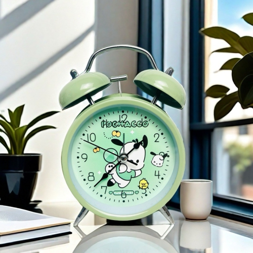 Popular cartoon silent alarm clock metal 4-inch high volume student children's table clock color alarm clock battery-powered - parrot