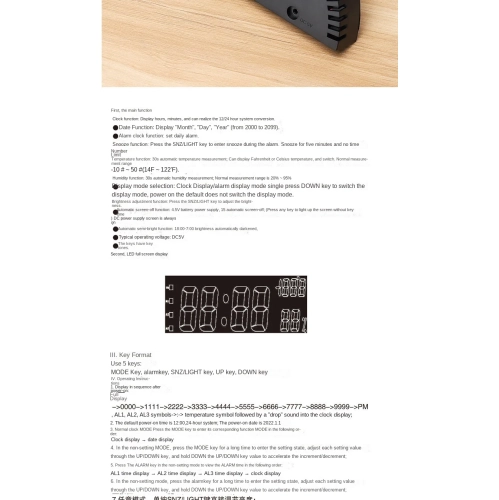 Réveille-matin de bureau de forme géométrique LED miroir horloge électronique de rappel d'alarme numérique de température et d'humidité Réveil