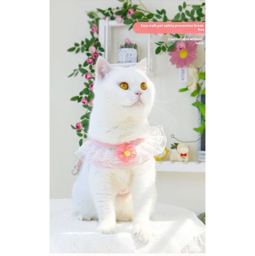 Laisse de marche pour chat et chien convenant aux petits chiens, harnais de poitrine pour petit chien populaire – jaune M (recommandé 7-15 chats)