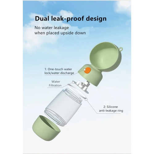 Portable travel water cup for pet dogs, water bottle, dog walking water dispenser, water bottle, water dispenser - green drinking water + feeding -