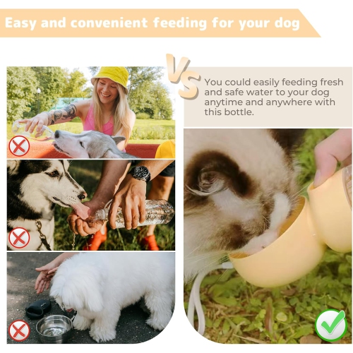 Portable travel water cup for pet dogs, water bottle, dog walking water dispenser, water bottle, water dispenser - green drinking water + feeding -