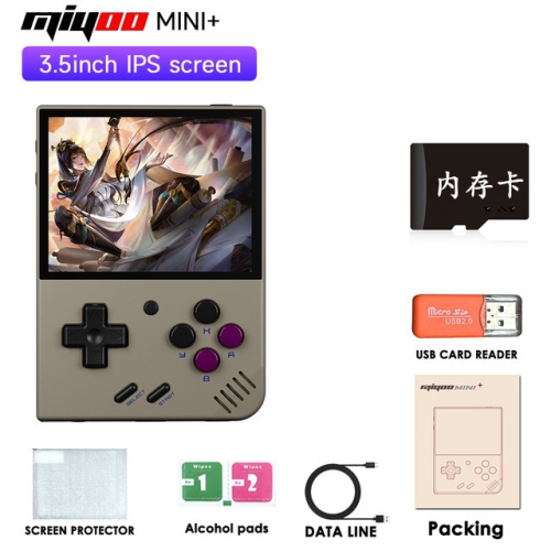 THE WAY  Miyoo Mini Plus+ Game Console Retro Classic Nostalgic 3.5-Inch HD Screen GBa Handheld, A Variety Of Classic Games - 32G In Gray
