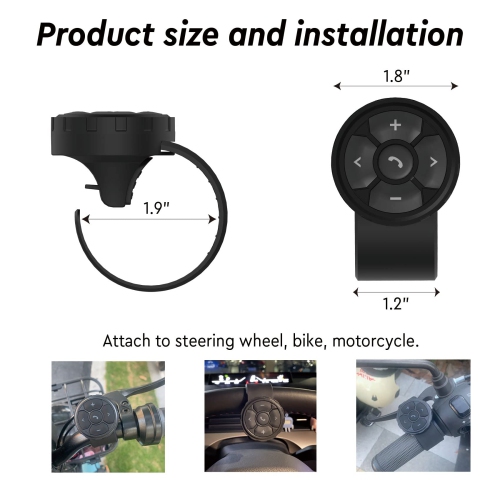 Phone Controller Button Bluetooth 5.3 Smart Remote Control for Iphone and Android Device for Car Bike Motorbike Steering Wheel
