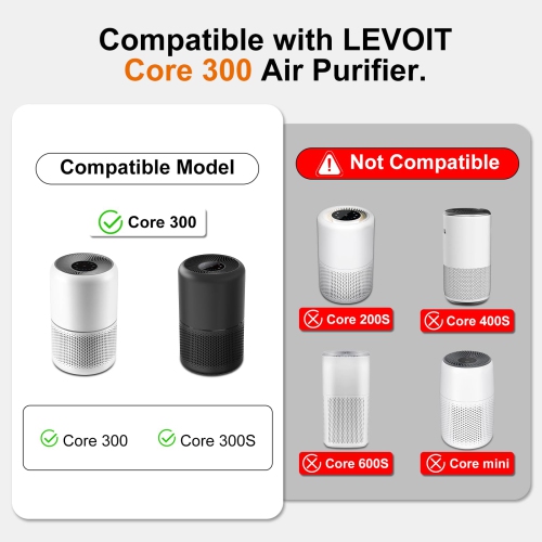Paquet de 2 filtres de rechange pour purificateur d'air LEVOIT Core 300