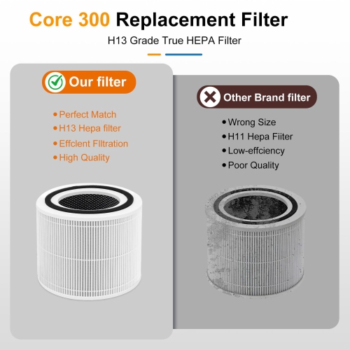 Paquet de 2 filtres de rechange pour purificateur d'air LEVOIT Core 300