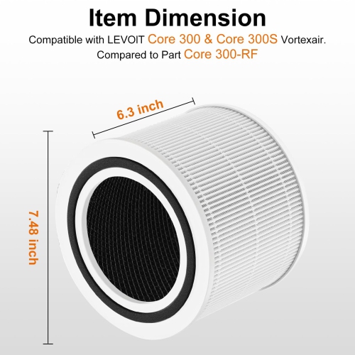 Paquet de 2 filtres de rechange pour purificateur d'air LEVOIT Core 300