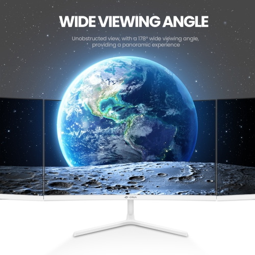 CRUA 24" 200Hz Curved Gaming Monitor - FHD 1080P, 120% sRGB, AMD FreeSync, DisplayPort/HDMI, Wall Mountable, White