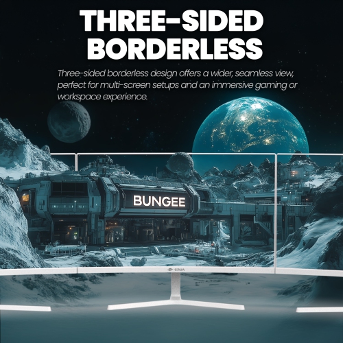 CRUA 24" 200Hz Curved Gaming Monitor - FHD 1080P, 120% sRGB, AMD FreeSync, DisplayPort/HDMI, Wall Mountable, White