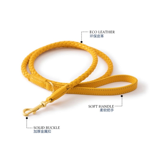 Laisse en cuir tressé pour chien collier chien chien marchant corde laisse pour chiens petits et moyens - orange ambre M+ (laisse 120&nbsp;cm)