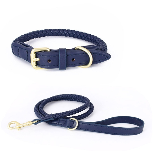 Laisse en cuir tressé pour chien collier chien chien marchant corde laisse pour chiens petits et moyens - woad M+ (laisse 120&nbsp;cm)
