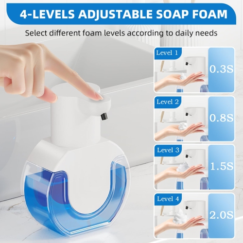 Distributeur automatique de savon à mousse, distributeur électrique sans contact mural 420 ml pour salle de bain et cuisine