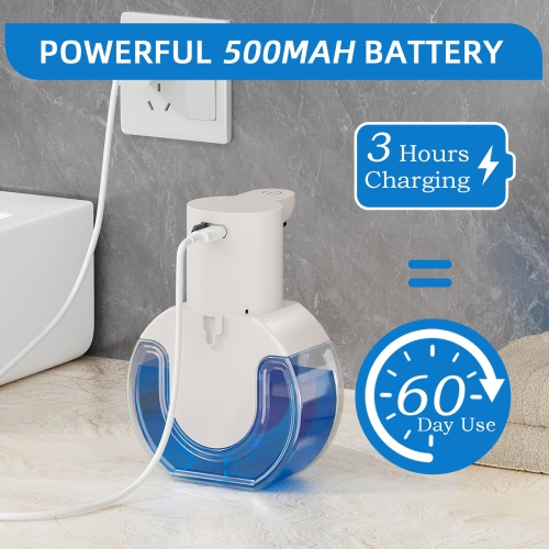 Distributeur automatique de savon à mousse, distributeur électrique sans contact mural 420 ml pour salle de bain et cuisine