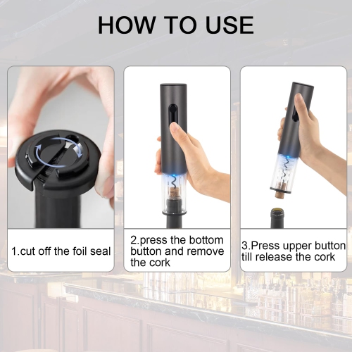 Ouvre-bouteille électrique, ouvre-bouteille automatique rechargeable avec coupe-goutte pour les réunions de famille
