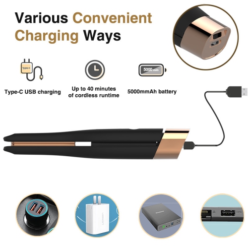 Travel Size Rechargeable Wireless Curling Iron,Ceramic Hair Straightener and Curler 2 in 1 with Fast Heating,Portable Electric Curling Iron for Travel