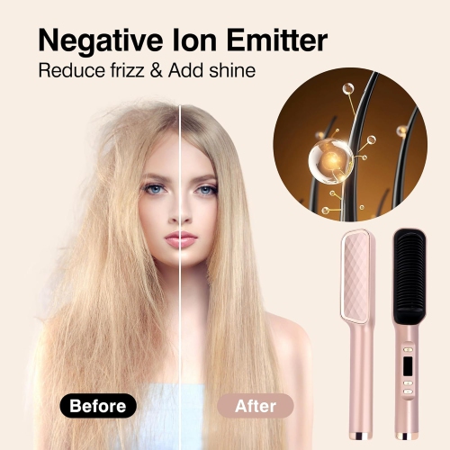 Brosse lissante,Brosse à cheveux portative pour le voyage,Peigne pour fer plat pour femmes,Brosse lissante chauffante rapide pour cheveux bouclés
