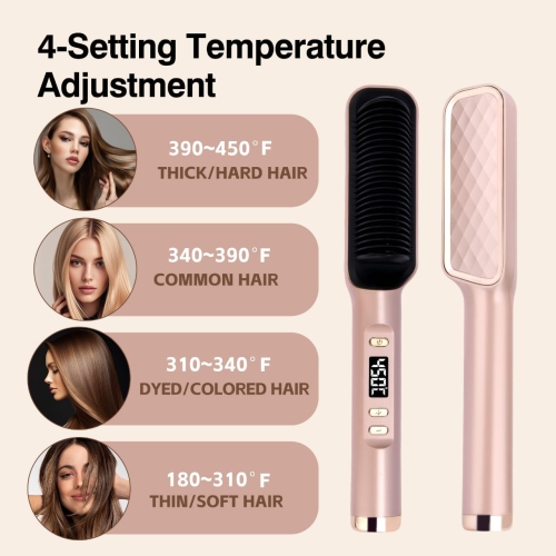 Brosse lissante,Brosse à cheveux portative pour le voyage,Peigne pour fer plat pour femmes,Brosse lissante chauffante rapide pour cheveux bouclés