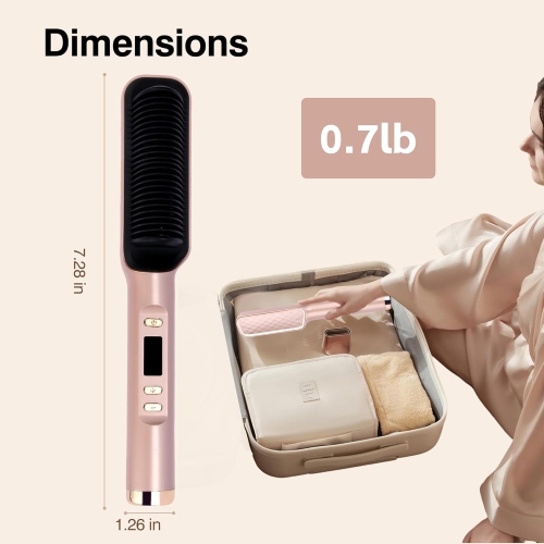 Brosse lissante,Brosse à cheveux portative pour le voyage,Peigne pour fer plat pour femmes,Brosse lissante chauffante rapide pour cheveux bouclés
