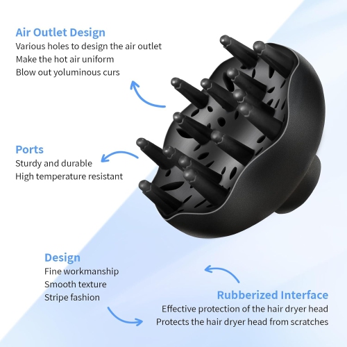 Diffuser Attachment for Hair Dryer,Blow Dryer Nozzle Hair Diffuser for Curly Hair And Natural Wavy Hair,Suitable for Hair Dryers 4.3-5.3cm